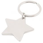 Five Pointed Star Shaped Pendant Keychain Silver Tone