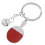 Metal Bead Decor Red Table Tennis Bat Pendant Keyring Keychain