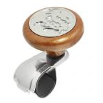 Dragon Decor Car Power Handle Steering Wheel Spinner Knob Rosewood Silver Tone