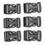 SWT 6 Pcs 25mm Plastic Belt Strap Webbing Side Release Buckles